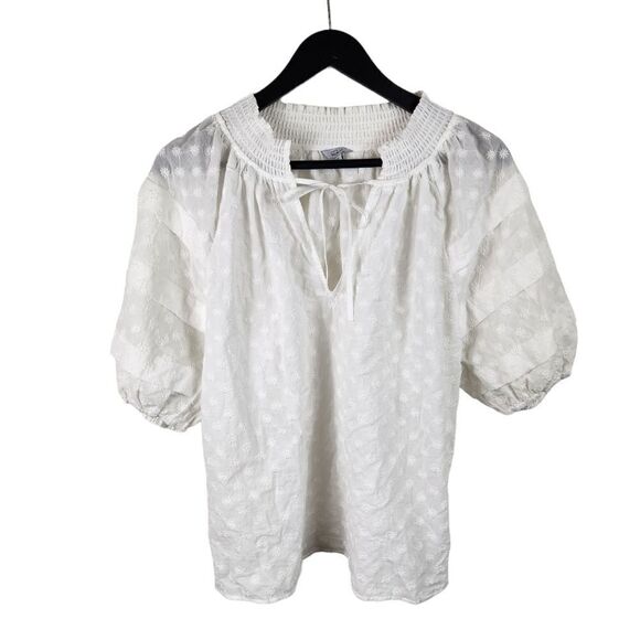 Rails Paris Cotton White Embroidered Daisey Soft Pleated Puff Short Slee… - Picture 5 of 12